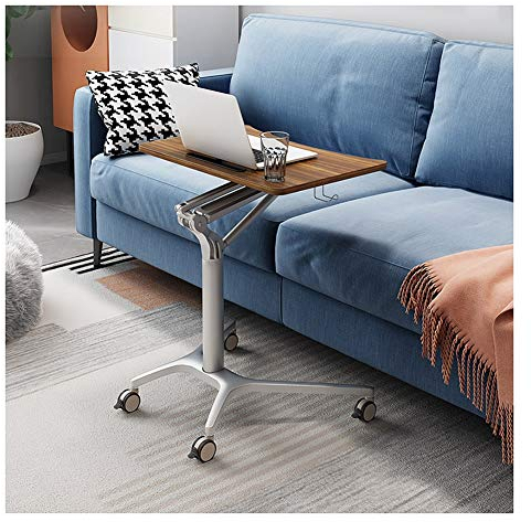 Overbed Table Adjustable Stand Height Mobile Overbed Computer Table with Wheels - Lazy Bedside Table for Home & Office, Bed Tray Table Over Bed