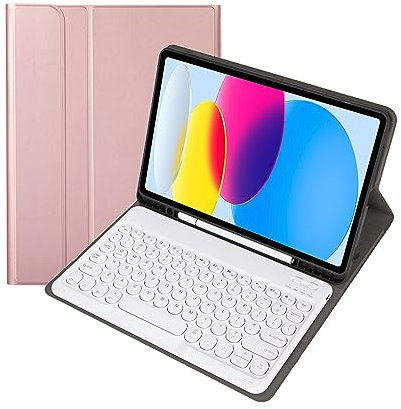 Bueuwe Custodia con Tastiera per iPad 10.2 9a Generazione 2021/8a Generazione 2020/7a 2019, Tastiera Bluetooth Wireless con portapenne,Rose Gold