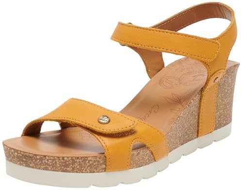 Panama Jack Damen Julia Wedge Sandal, Ocre B67, 37 EU