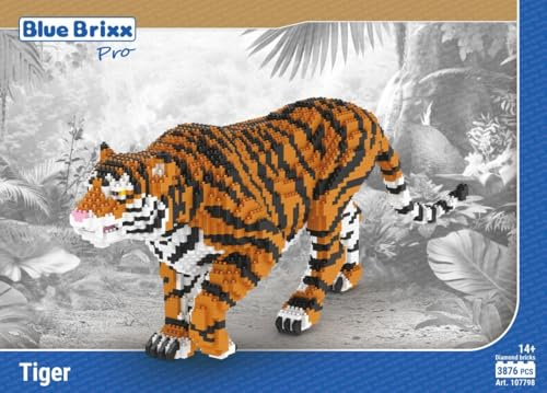 BlueBrixx Pro 107798 – Tiger (Diamond Blocks) aus Klemmbausteinen mit 3876 Bauelementen