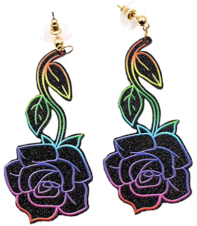 Ohrringe Altrosa Silber Ohrringe Bunte Valentinstag Ohrringe Design Sinn verblasst nicht Rose weibliche Schmuck Ohrringe (Brown, One Size)