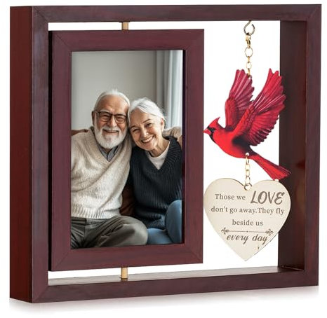 Inweder Gedenkgeschenke für den Verlust eines geliebten Menschen: Doppel 4x6 Fotos Kardinal Erinnerung Bilderrahmen Beileidsgeschenk in liebevoller Erinnerung Sympathie Geschenke mit rührenden Text