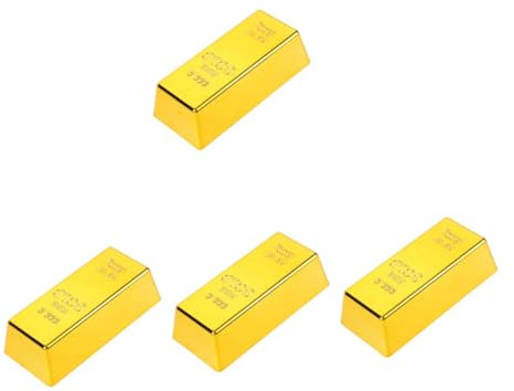 iplusmile 4 Pièces Butée De Porte En Brique Dorée Simulée Cale De Butée De Porte Butoir Bas De Porte Cale De Porte Décorative Lingots Brique D' En Plastique Golden Abdos