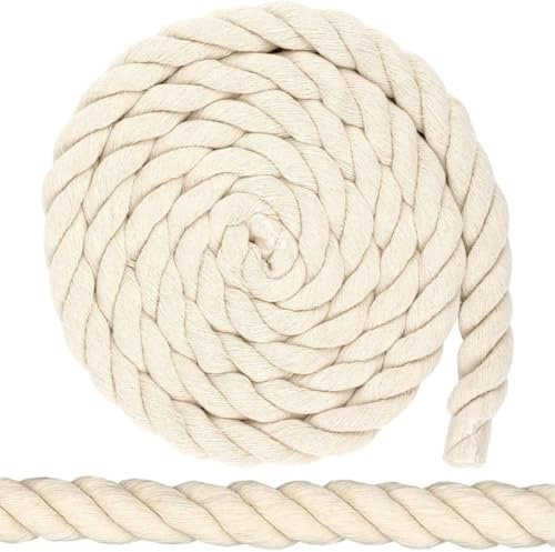 YOYEAH Baumwollkordel Tau Seil 20mm 4m Beige - Dicke Baumwollseil Kordel für Dekoration, DIY-Bastelarbeiten, Gartenarbeit und Geschenke Verpackung - Kordelband mit Makramee Garn und Rope Laces.