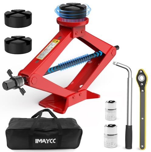 IMAYCC Wagenheber 2.5T/2500kg, Universelle Scherenwagenheber für Auto mit Gummiauflage, Tragbarer Wagenheber mit Radmutternschlüssel, Auto-Notfallset für SUV MPV, Ideal für Wartung und Reparatur