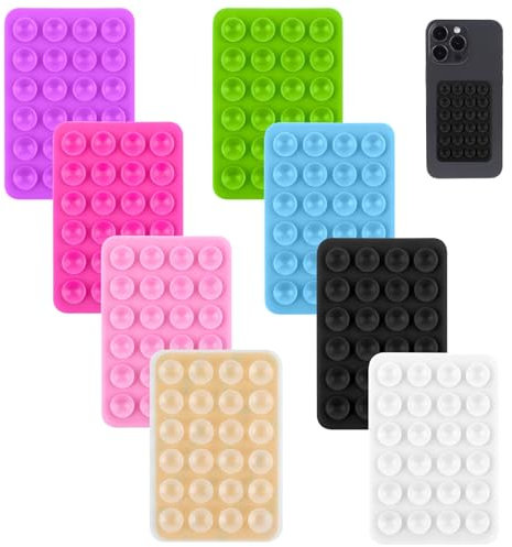 Sibba 8Pcs Silicone Suction Mount, Non Slip Suction Cup Mount for Selfies and Videos, Hands-Free Accessories Holder, Adhesive Phone Stand (Multicolor)