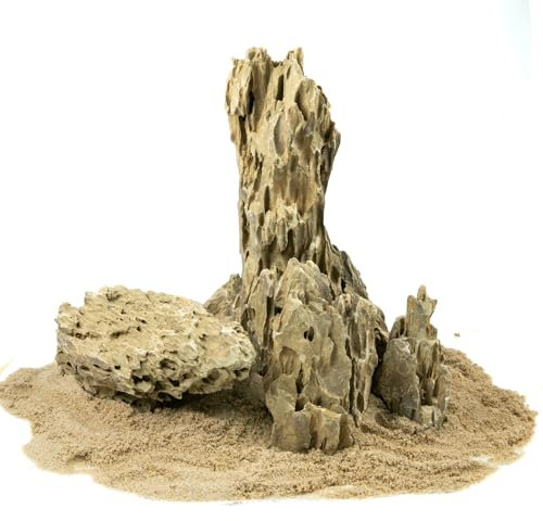 VIALIA Drachensteine Aquarium | 10 kg Deko Steine Mix S-XL | Naturstein für Aquascaping & Terrarium | Einzigartige zerklüftete Struktur | Drachenhaut-Optik für Landschaften & Rückwände