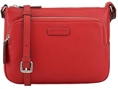 Lloyd Baker London – DEVAL Double-Zip Leather Crossbody Bag: Women's Functional Design in 100% Genuine Full-Grain Leather- SAMBA (Red)