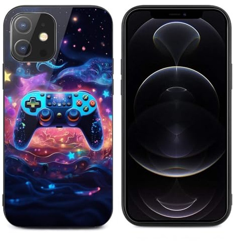 CRIVOTA Hülle Für iPhone 12 - Ganz Neues Spiel-Controller-Design, Glas-Rückseite + TPU, Perfekte Passform, Nach Militärstandard Getestet, Kratzfest, Handyhüllen Für Jungen Und Mädchen