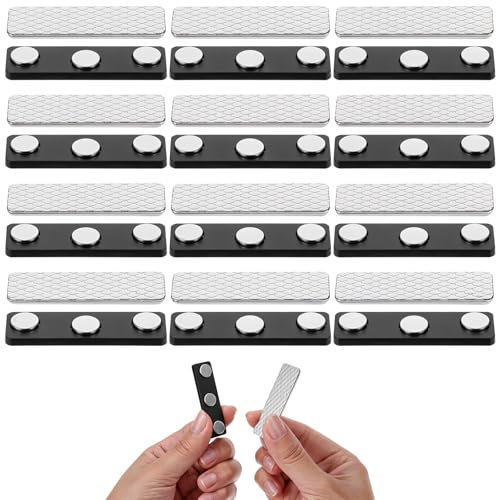 YUXIANLB Lot de 12 paires de fermetures magnétiques pour rideaux occultants avec étiquettes nominatives, supports adhésifs en tissu, aimants pour fenêtre, stores, maison, bureau, chambre à coucher