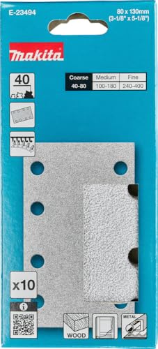 Makita Schleifpapier, 80x130mm, Körnung A40, 8-Loch, Weiß
