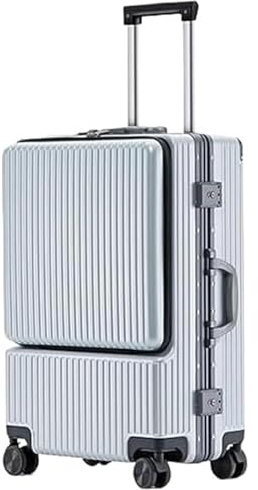 MCLIUJIA Gepäck Reiseausrüstung Koffer Mit Frontöffnung, Wiederaufladbar, Universalrad, Aufgegebenes Gepäck, Handgepäck(Sliver,22inch)