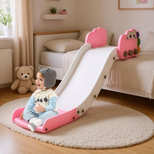 Sofa Slide, Indoor Kids Slide for Bed, Climbing Slide with Extended Length, Toddler Slide for Couch, Sofa, Stair, Couch Slide for Children Kids Toddler, Easy to Assemble (Pink)