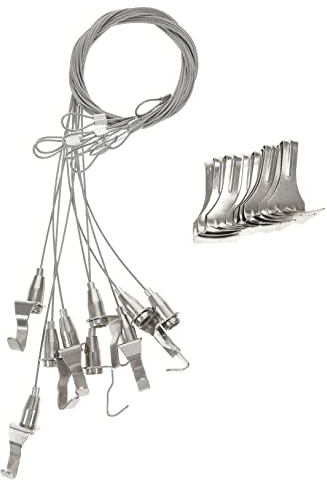 HIAKDOFT 10piezas Cable Ajustable para Colgar Cuadros con Ganchos para Rieles Alambre De Acero Resistente para Marcos y Espejos Sistema DIY De Suspensión para Decoración Fácil