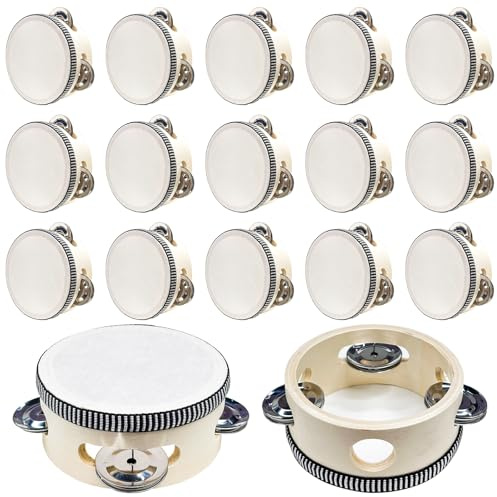 LIUBEILI 50 Stück 15,2 cm Hochzeit Tamburin Bulk Drum für Erwachsene Hand Handheld Percussion Geschenk Holz Metall Schellen Musikalisches pädagogisches Schlagzeug Instrument für Kirche Hochzeit Party