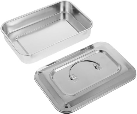 CATIEBYE Quadratische Sterilisationsbox Edelstahl mit Deckel Rostfrei für Tattoo und Piercing Instrumente Veterinärmedizin Einsatz