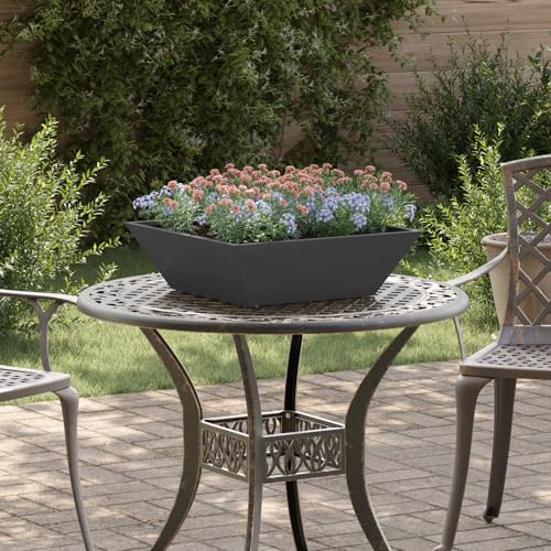 SKTQYQO Lot de jardinières carrées en plastique noir 50 x 50 x 15 cm pour intérieur et extérieur avec finition mate imperméable et construction résistante aux rayons UV pour plantes