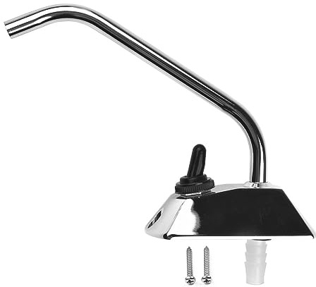 Grifo de bomba de agua eléctrico de 12 V con interruptor para caravana, barco y cocina de RV, base de aleación de zinc, boquilla oscilante de acero inoxidable, rotación de 360 grados