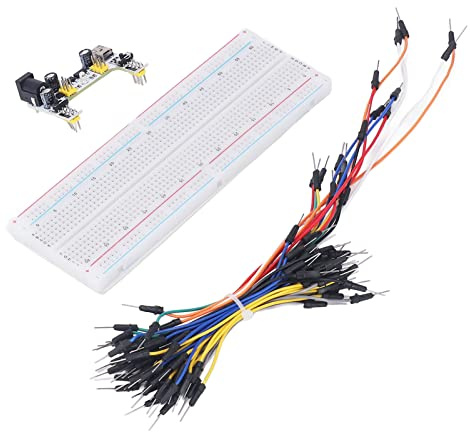 Generic Electric Breadboard Kit Essential For Circuit Prototyping with Power Supply Jumper Cables For Beginners, White