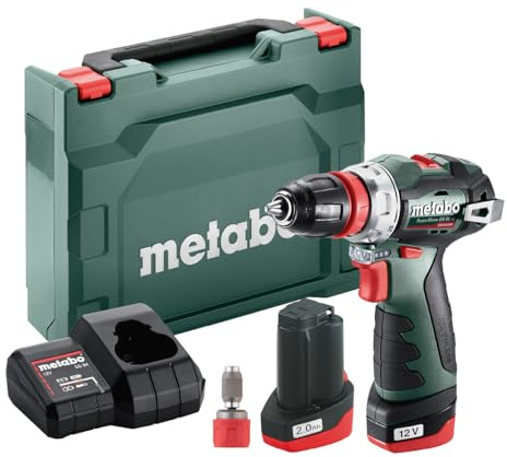 metabo Akku-Bohrschrauber PowerMaxx BS 12 BL Q - 12V, Bürstenlos, Schnellspannbohrfutter, kompakt und leistungsstark für Heimwerker und Profis - Inkl. Bithalter, 2 x Akku 2.0 Ah, Ladegerät und Koffer