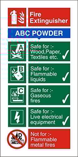 Stewart Superior Sign ABC Dry Powder Fire Extinguisher W100xH200mm Self-Adhesive Vinyl Ref FF092SAV