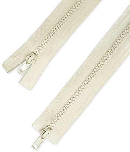 Telliswelt 2 Wege Reißverschluss - creme - mit beidseitiger Öffnung - breite Kunststoffzähne - praktisch - 3,3 cm breit - 70 cm lang