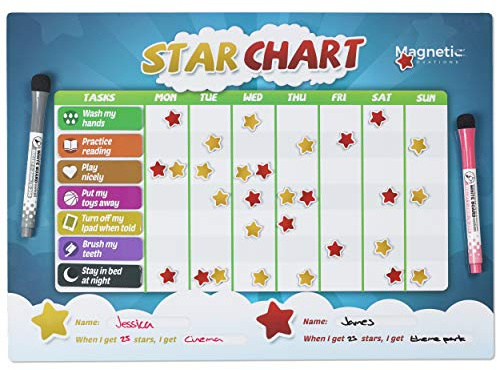Magnetic Innovations Star Chart for Children, Encourage Learning, Reward Good Behaviour, Large A3 Magnetic Dry Wipe Surface