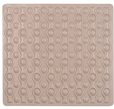 WENKO Duscheinlage Rocha Taupe - Antirutsch-Duschmatte mit extra vielen Saugnäpfen, Naturkautschuk, 52 x 54 cm, Taupe