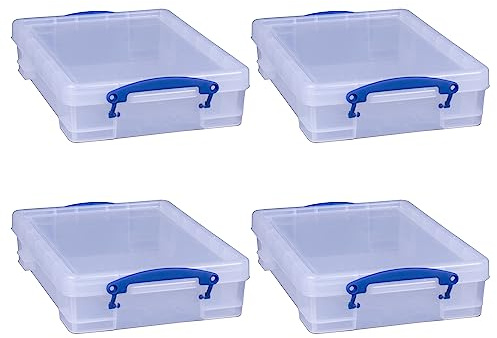 Really Useful Box 4 Liter Plastic Storage File Box Container, 4 Pack