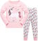 TEDD Girls Christmas Pyjamas Set Toddler Clothes 100% Cotton Sleepwear Animal Printed Pink Unicorn Nightwear Winter Long Sleeve, 02 Unicorn, 6-7 Years
