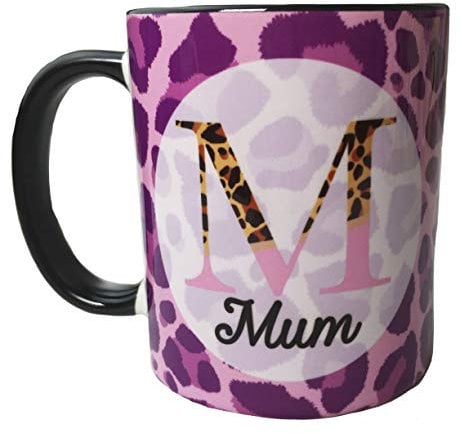 The Supreme Gift Company Personalised Pink Leopard Print 10oz Ceramic Mug - Gifts for him and her - Black Inner