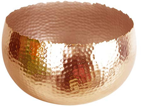 Leaf Large Curved Edge Hammered Metal Bowl, Copper, 32 x 20 cm