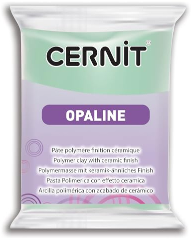 CERNIT CE0880056640C - Block Modelliermasse (Polymer) OPALINE, halb transluzent, ofenhärtend, sofort gebrauchsfähig, 56g, für DIY, Schmuck, Figuren, für Einsteiger und Hobbykünstler Minze 1 Stück