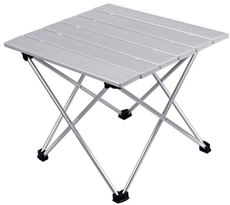 Cabilock - Mesa de Camping Plegable portátil de aleación de Aluminio para Exteriores, Senderismo, Camping, Mesa de Escritorio en una Bolsa para Picnic, Campamento, Playa, Barco (Plata)