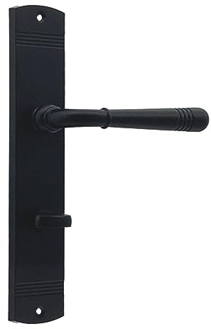 domino Türgriff 78 Drückergarnitur WC - Badezimmer Set Links & Rechts Türbeschlag für WC/Badezimmertüren L-Form Türklinke aus Znal Schwarz Türdrückergarnitur LOFT BLACK