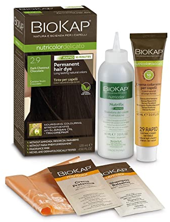 BioKap Dark Chocolate Chestnut 2.9 Rapid Permanente Haarfarbe, organische und vegane Formel für empfindliche Haut, 135 ml
