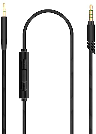 Linkidea Replacement Audio Cable with Mic Compatible with JBL E55BT E50BT E45BT E40BT E35 E30 E65BTNC 650BTNC S700, 2.5mm TRS to TRRS Aux Cord with Inline Microphone and Volume Control (5ft/1.5m)
