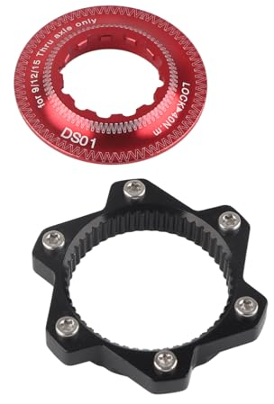 Alomejor Bike Brake Center Lock Aluminiumlegierung 6 Schrauben Fahrradscheibe Rotor Adapter Set für Mountainbike(Rot + Schwarz)
