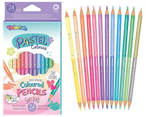 Colorino Pastell Buntstifte 12/24 Farben, Doppelseitige Buntstifte, weiche Mine, hoch pigmentierte Farben