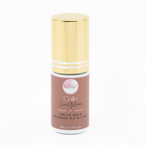 LouGlue Colle Noir à Extension de Cils pour Professionnels - Colle Faux Cils Séchage Ultra Rapide (0,5 à 1 sec) Facile à Travailler et Tenue Longue Durée - Marque Française (5ml)