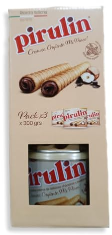 PIRULIN Barquillas Rellenas de Chocolate y Avellanas 300 gr / 3 PACK