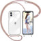 Nupcknn Handykette für iPhone 12/12 Pro Hülle mit Band,Ultra Dünn Transparent Handyhülle (Abnehmbar) Necklace mit Kordel zum Umhängen Kameraschutz Handy Kette Stossfest Schutzhülle (Regenbogen, 6.1)