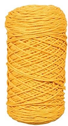 Rayher Braidy Recycling Garn, geflochten, 2 mm ø, honiggelb, 250 g Knäuel, Lauflänge ca. 250 m, Strickgarn, Häkelgarn, Textilgarn, Bastelgarn, Knüpfgarn, Macrameegarn, 42009166