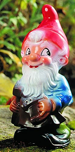 OMÜ Otto Müller Gartenzwerg Schmied Figur Zwerg mit Hufeisen H 18 cm Gartenfigur aus Kunststoff