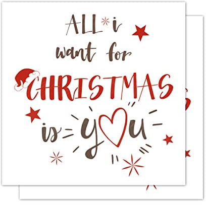 Flaschenetikett - All i want for Christmas is you – Aufkleber Weihnachten, für weihnachtliche Geschenke, personalisiert Sektflasche, Weihnachtsaufkleber, witziges Geschenk (2x)