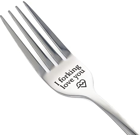 CHEERYMAGIC 1pc Silver Stainless Steel Engraved 'I Forking Love You' Dinner Fork - Perfect for Gifts & Everyday Use