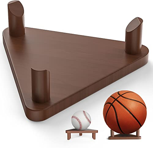 Ballständer-Halter, Ballständer aus Holz für Fußball, Basketball, Ständer, Fußballball, Rugbyball, Volleyball, Sportball, Aufbewahrungsregal aus massivem Holz, Trophäe, Autogramm