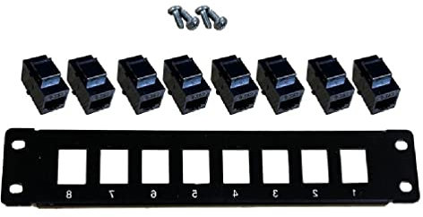 unknowns 8-Port Direct CAT6 Patch Panel RJ45 Network Cable Adapter Keystone Jack Ethernet Distribution Frame UTP 19in Cat6 Keystone Jack Wall Plate White Black