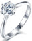 Musihy Ring Silber 925 Damen, Ring Verlobung 6 Krappen Einlage Im Klassischen Stil Silber Ringgröße 57 (18.1)