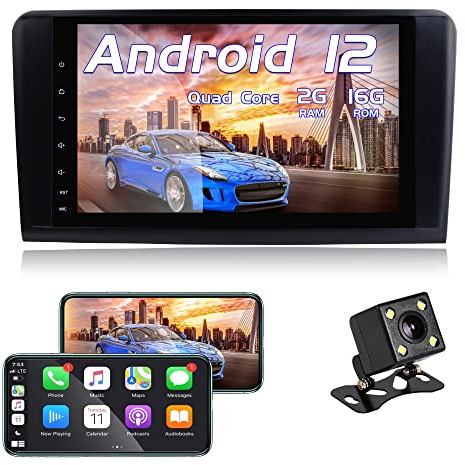 AneQu Autoradio Carplay Für Mercedes Benz ML W164 X164 ML350 ML450 ML500 Für Mercedes Benz GL X164 GL450 9IN Unterstützung Carplay/NAVI/GPS/WiFi/BT/Radio/FM/USB/DAB/TMPS